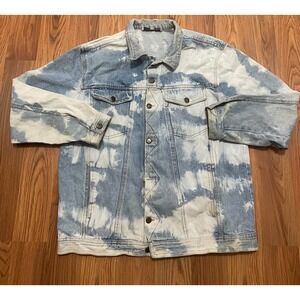 Made In The Shade Denim Jacket Mens Large Bleach Wash Trucker Button Front